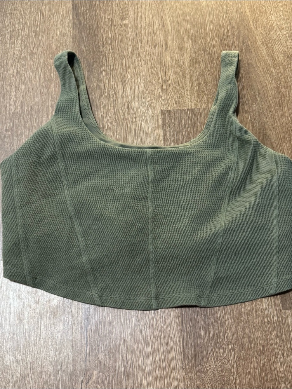 Aerie Offline Corset Tank Wide Strap Crop Top Built In Bra Green XXL